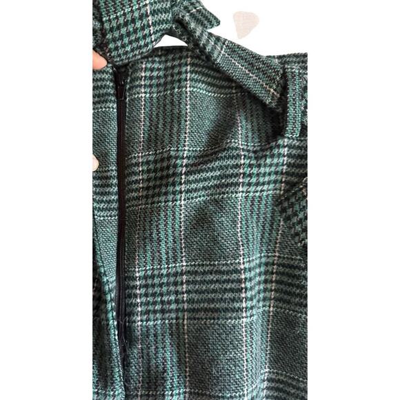 House of Harlow 1960 Green & Black Plaid Wool Blend High Waisted Women’s Shorts - Picture 12 of 13